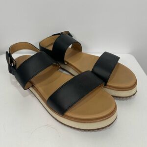 Nisolo Go-To Flatform Black Leather Women's Sandals Size 9